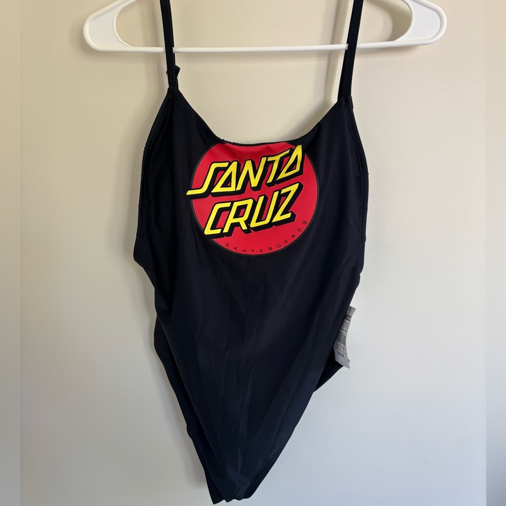 Santa Cruz Skateboards Black One Piece Swimsuit